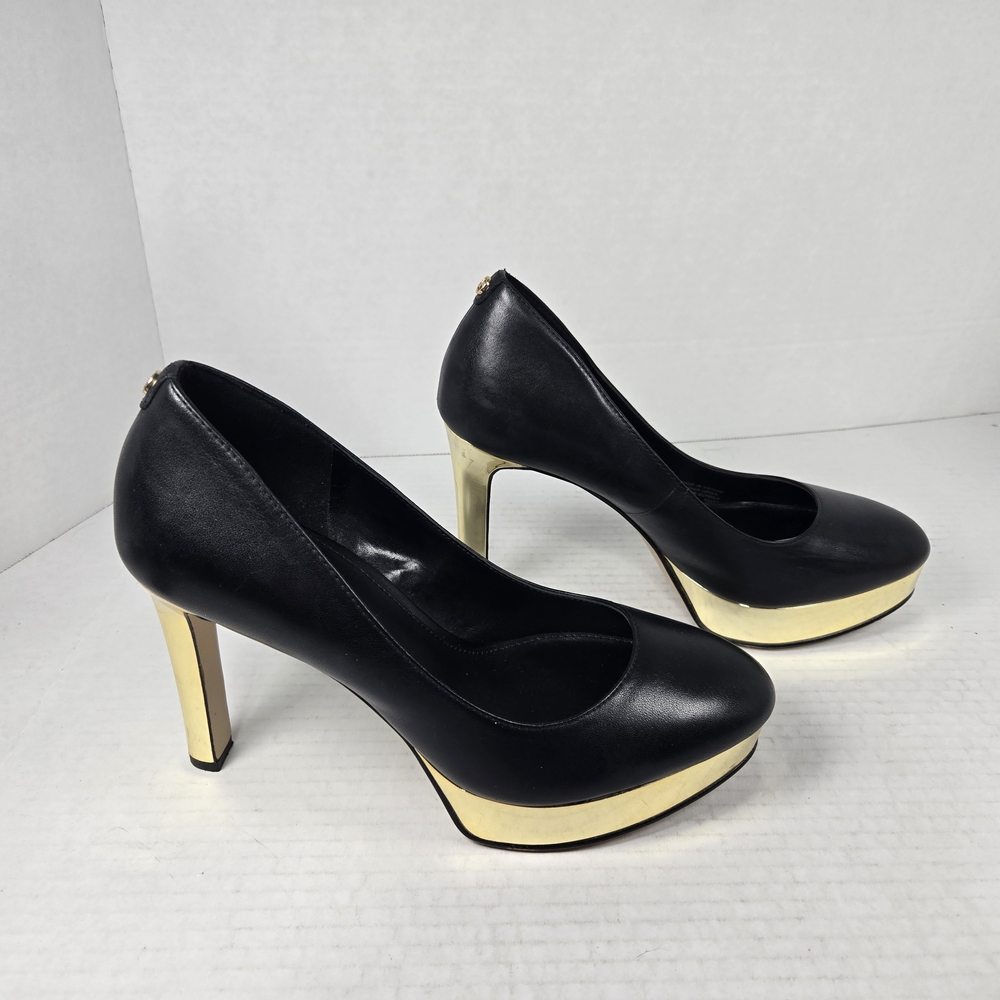 Michael Kors Chantal Black and Gold 4" Platform Pumps Heels Women's Size 6 - Picture 3 of 10